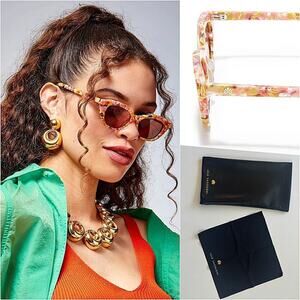 Lele Sadoughi Cat Eye Sunglasses Pink Orange Acetate New